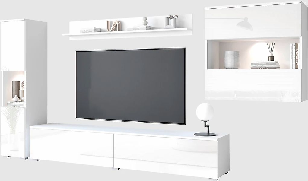 INOSIGN Wohnwand "PARIS, Vitrine Türanschlag links/rechts wechselbar", (Kom günstig online kaufen