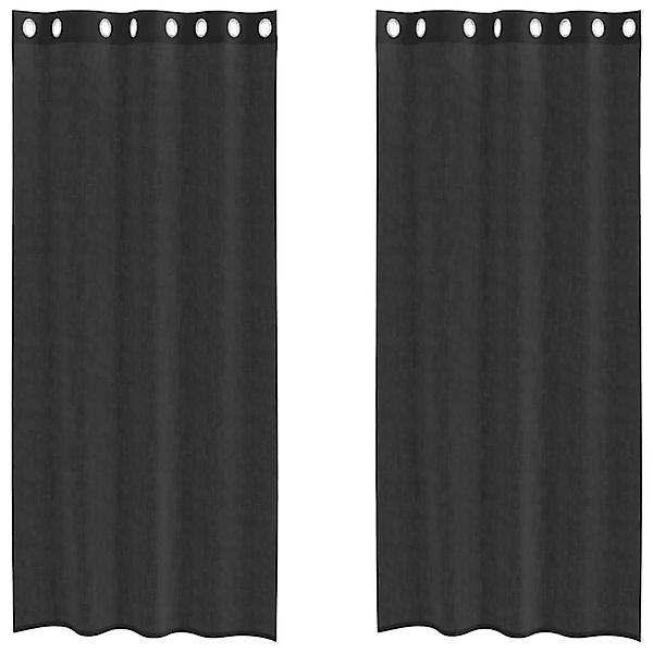 vidaXL Voile Vorhänge mit Ösen 2 Stk Schwarz 140x225 cm 4102061 günstig online kaufen