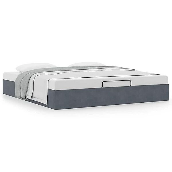 vidaXL Bettgestell Ottoman-Bett ohne Matratze Dunkelgrau 200x200 cm Samt günstig online kaufen