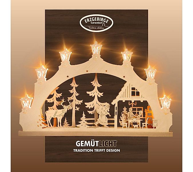 Weigla LED Schwibbogen Weihnachtsabend, Lichterbogen aus Holz, NATUR, Made günstig online kaufen