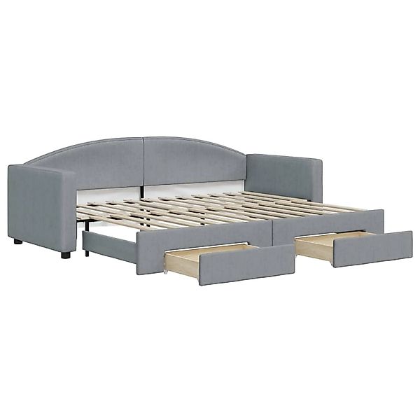 vidaXL Ausziehbett, Tagesbett Ausziehbar mit Schubladen Hellgrau 80x200 cm günstig online kaufen