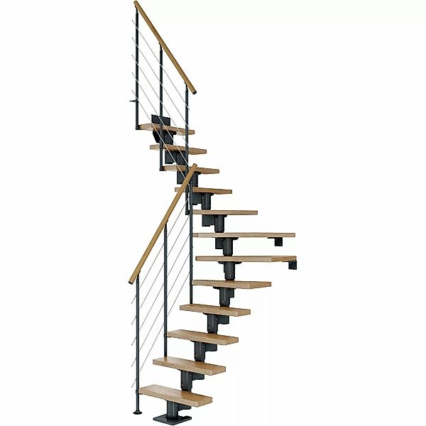 Dolle Mittelholmtreppe Dublin Eiche Anthrazit GH bis 292 cm 1/4gew. 65 cm F günstig online kaufen