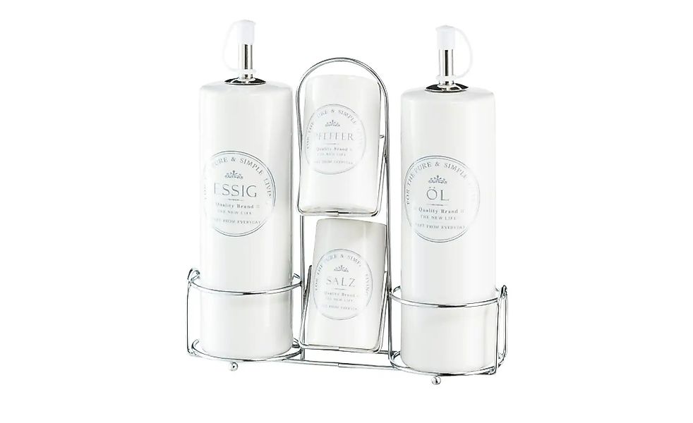 KHG Öl-Essigset  5-teilig   ¦ weiß ¦ Edelstahl,Kunststoff,Steinzeug/Steingu günstig online kaufen