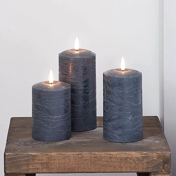 TruGlow® LED Kerzen Trio rustikal dunkelgrau günstig online kaufen