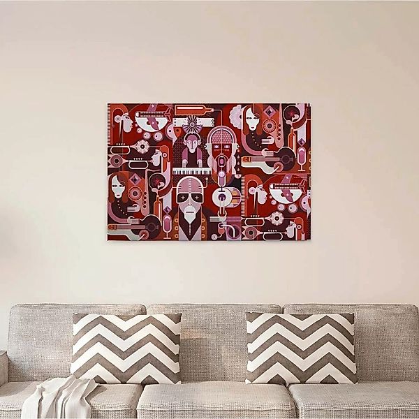 Bricoflor Jazz Bild Auf Leinwand In Orange Braun Retro Leinwand Bild Mit Mu günstig online kaufen
