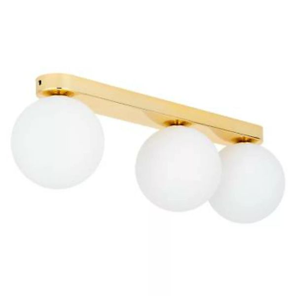 Deckenlampe Metall Glas in Gold Weiß 46 cm elegant günstig online kaufen