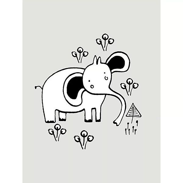 Komar Wandbild Scribble Elephant Elefant B/L: ca. 30x40 cm günstig online kaufen