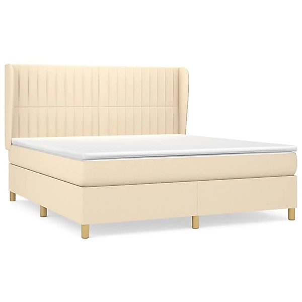 vidaXL Boxspringbett Boxspringbett mit Matratze Creme 160x200 cm Stoff Bett günstig online kaufen