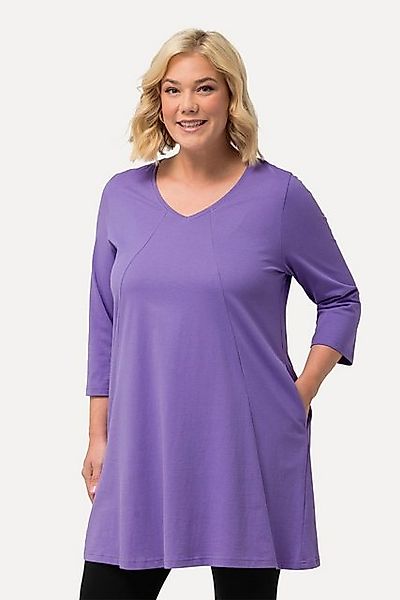 Ulla Popken Longshirt Longshirt Ziernähte A-Linie V-Ausschnitt 3/4-Arm günstig online kaufen