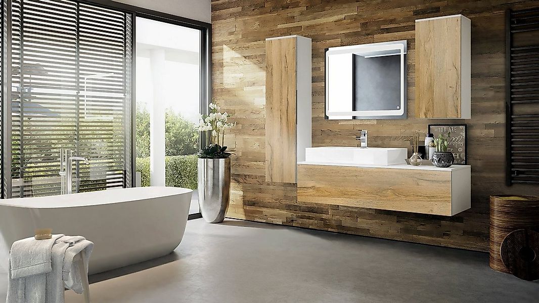 Vladon Badmöbel-Set Beach, (Badezimmer-Set, mit 2 Hochschränken und 1 Unter günstig online kaufen