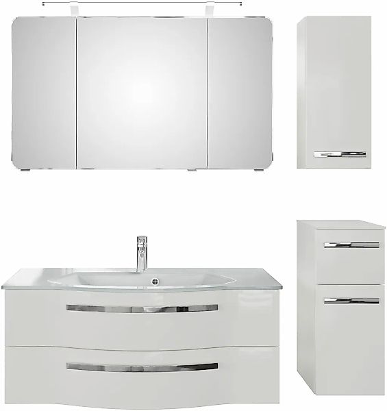 Saphir Badmöbel-Set "Serie 4005, vormontiert, Glaswaschbecken, Spiegelschra günstig online kaufen