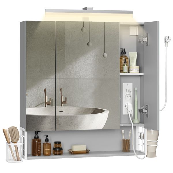 VASAGLE Spiegelschrank Badezimmerschrank Breite 70-90cm, 90° günstig online kaufen