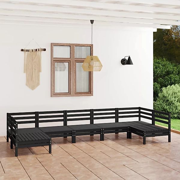 7-tlg. Garten-lounge-set Schwarz Massivholz Kiefer günstig online kaufen