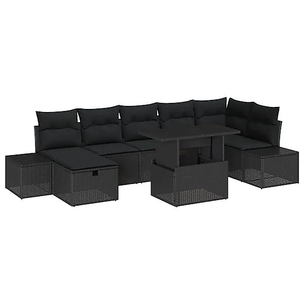 vidaXL Garten-Sofa-Set mit Kissen 8-Tlg Schwarz Poly Rattan 3359890 günstig online kaufen