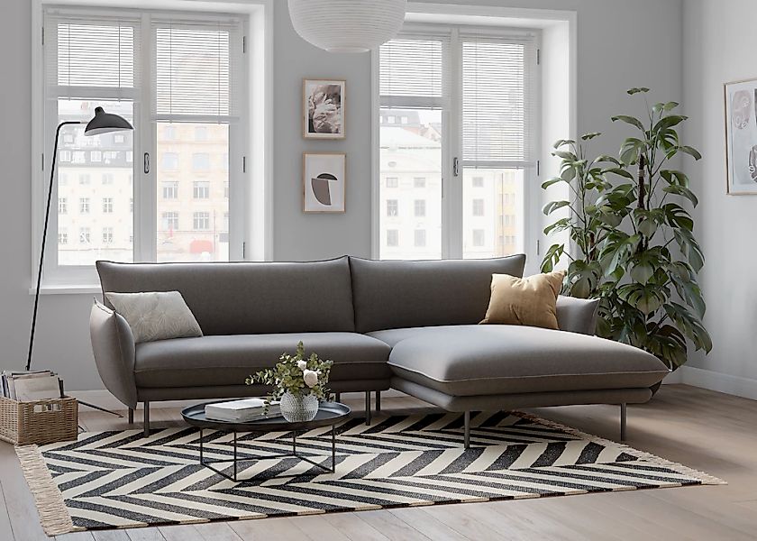 andas Ecksofa "Stine L-Form", Besonderes Design durch Kissenoptik und Keder günstig online kaufen