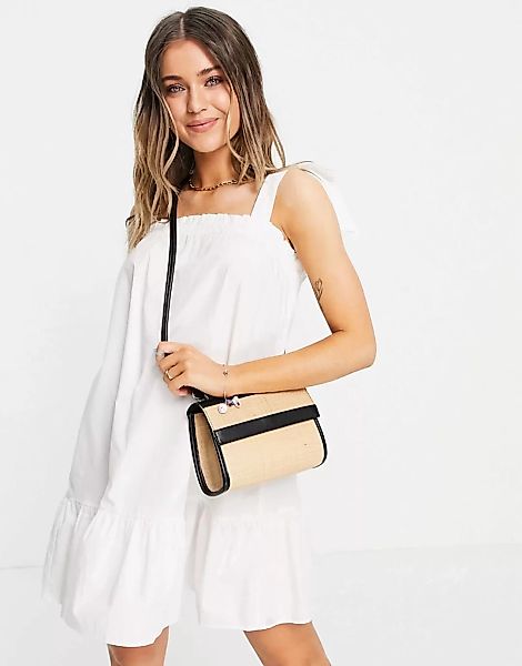 New Look – Mini-Sommerkleid mit Trägern zum Binden in Weiß günstig online kaufen