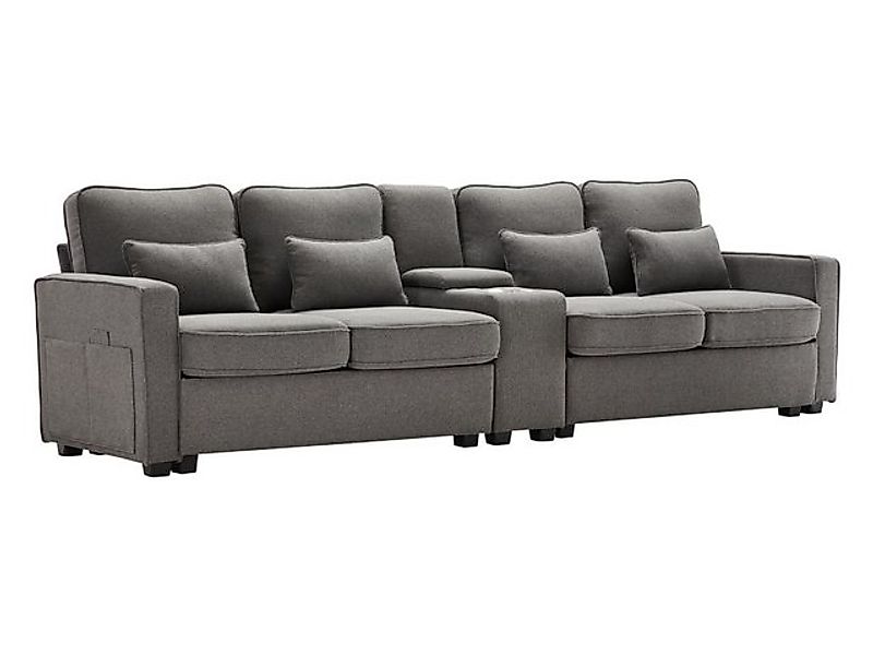 SeedWave Big-Sofa 4-Sitzer Sofa mit Konsole, Big Sofa breite 260 cm, Leinen günstig online kaufen