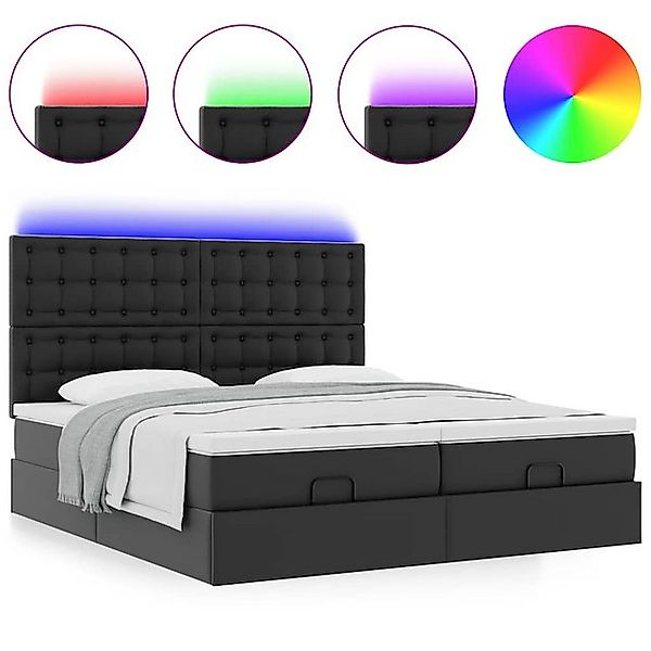 vidaXL Bett Ottoman-Bett mit Matratzen & LEDs Schwarz 160x200 cm Kunstleder günstig online kaufen