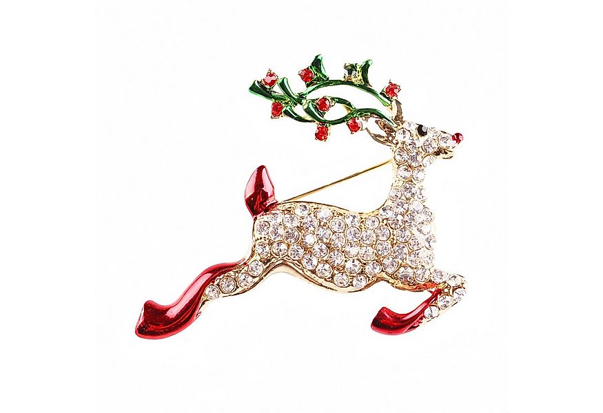 FOUORTUNATE-BEE Brosche Damen-Weihnachtsbrosche Rentier mit funkelnden Kuns günstig online kaufen
