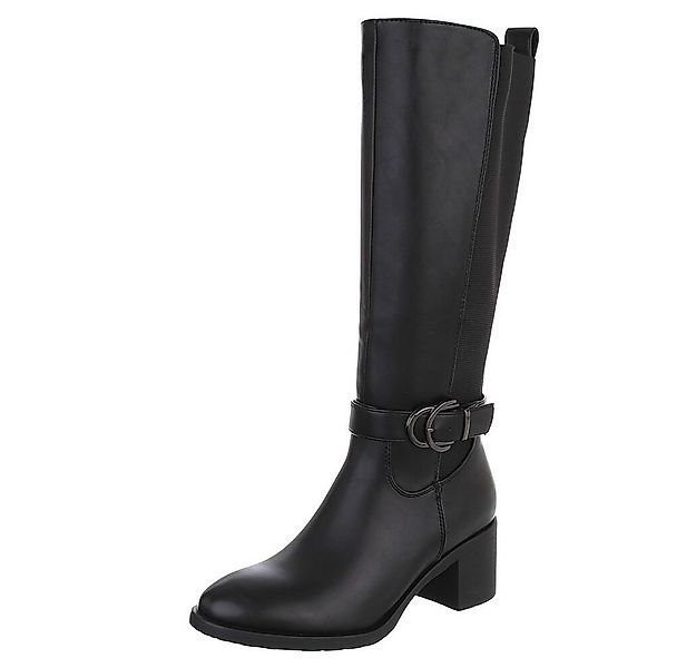 Ital-Design Damen Stiefel mit Gürtelschnalle und Blockabsatz Stiefel (90109 günstig online kaufen