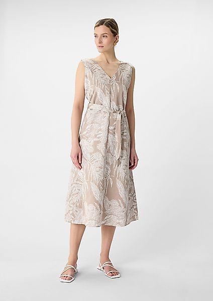 Comma Maxikleid Satiniertes Leinenmix-Kleid in Midilänge günstig online kaufen