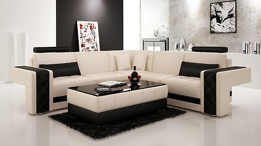 JVmoebel Sofa Ledersofa Couch Wohnlandschaft Ecksofa Eck Garnitur Design Mo günstig online kaufen