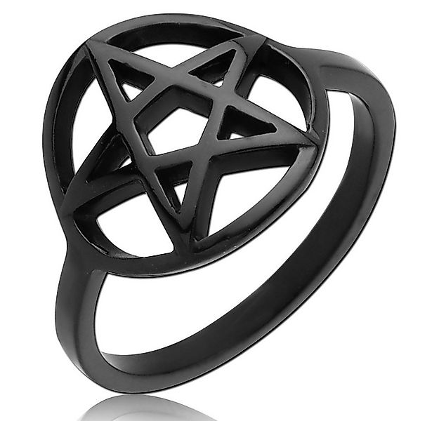 viva-adorno Fingerring Edelstahl Damen Ring Pentagramm schwarz beschichtet günstig online kaufen