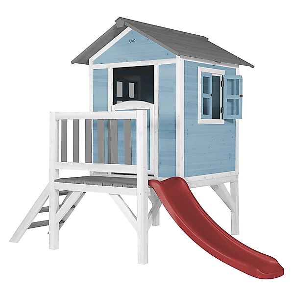 Axi Spielhaus Lodge XL Karibisches Blau  Rutsche Lila günstig online kaufen