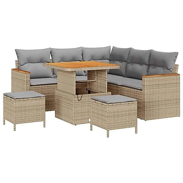 vidaXL Gartensofa-Set mit Kissen 8 Stk Beige Poly Rattan 3364992 günstig online kaufen