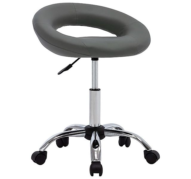 vidaXL Bürostuhl Arbeitshocker auf Rollen Grau Kunstleder (1 St) günstig online kaufen