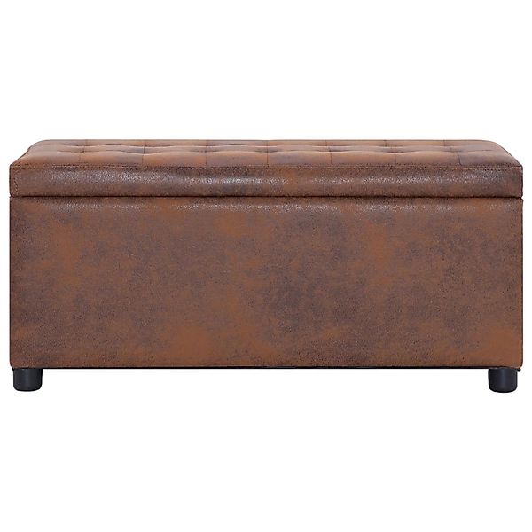 Ottoman Mit Stauraum 87,5 Cm Braun Wildleder-optik günstig online kaufen