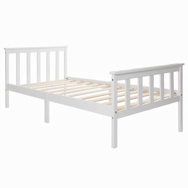 Yemaster Holzbett Massivholz Einzelbett 90 x 200 cm mit Lattenrost und Kopf günstig online kaufen