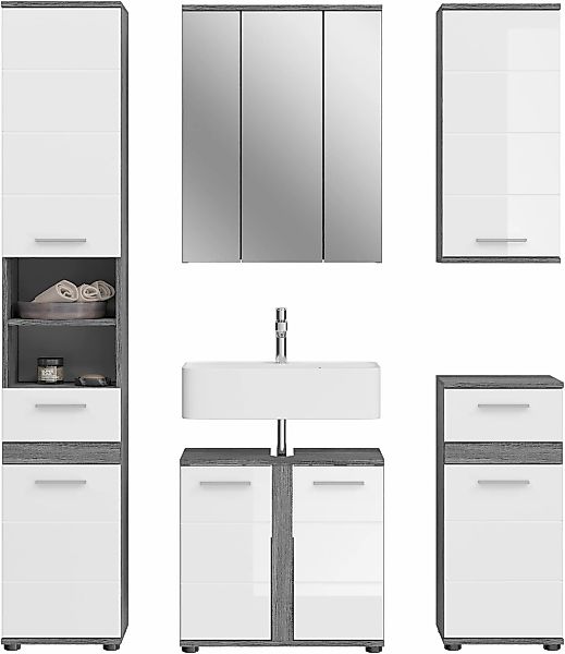 welltime Badmöbel-Set "LUCCA, 5-teilig, TOPSELLER, MDF Hochglanzfront, best günstig online kaufen