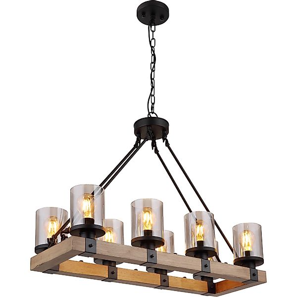 GLOBO LIGHTING Hängeleuchte »LILA« E27 1 Stk. Hängelampe schwarz Holz Glas günstig online kaufen