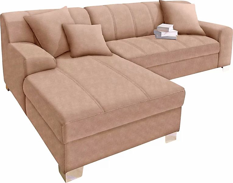 INOSIGN Ecksofa "Turah incl. Zierkissen, moderne Steppung, auch in Leder", günstig online kaufen