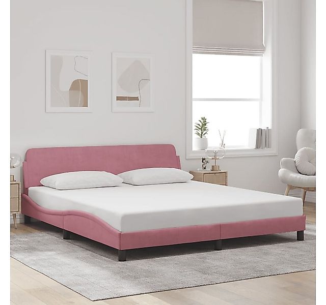 furnicato Bettgestell mit Kopfteil "Dover" Rosa 180x200 cm Samt (1-tlg) günstig online kaufen