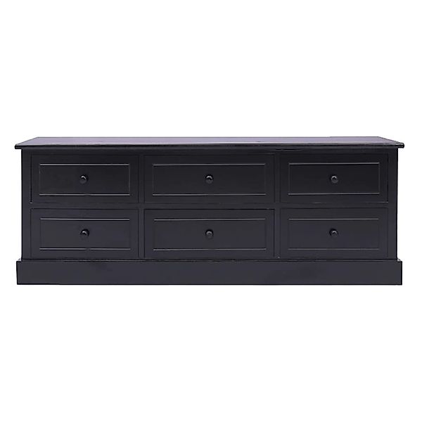 VidaXL TV-Schrank Schwarz 108x30x40 cm Massivholz Paulownia günstig online kaufen