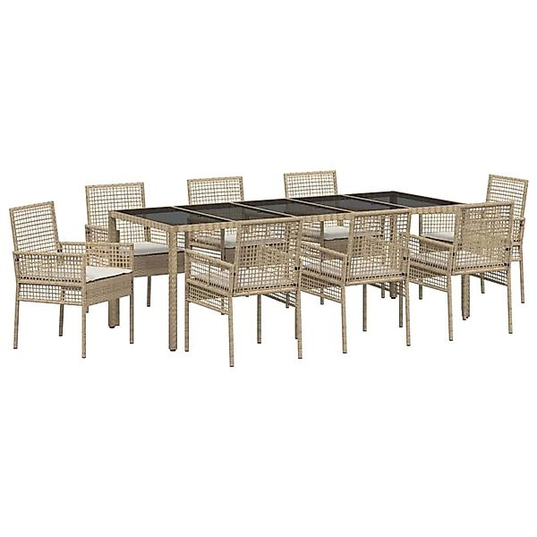 vidaXL Garten Essgruppe 9-Tlg Beige Poly Rattan 3334893 günstig online kaufen