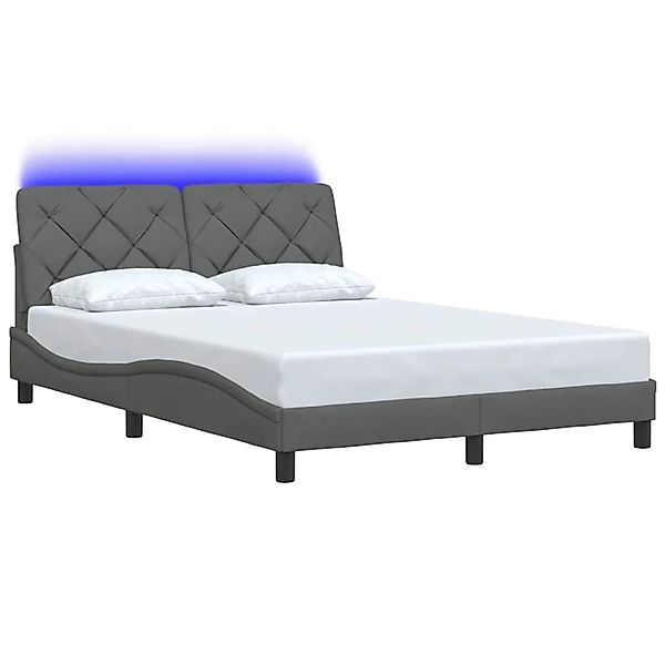 vidaXL Bettgestell mit LED ohne Matratze Dunkelgrau 140x190 cm Stoff 331066 günstig online kaufen