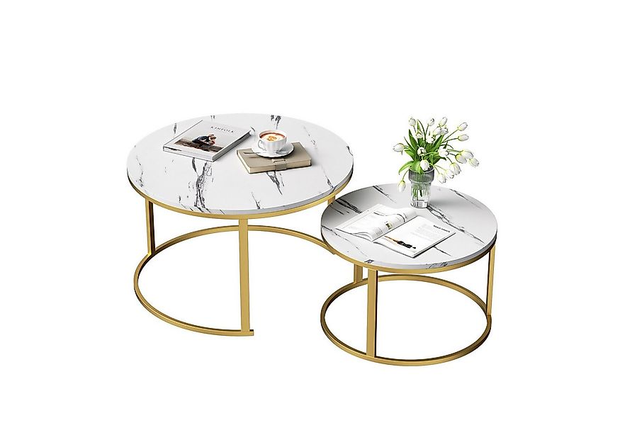 TWSOUL Couchtisch 2er-Satztisch Kaffeetisch stapelbarer, 80x45.5CM + 60x38C günstig online kaufen