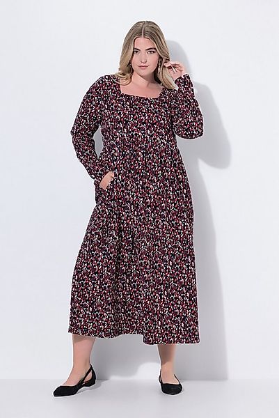 Ulla Popken Maxikleid Maxikleid A-Linie Carré-Ausschnitt Langarm günstig online kaufen