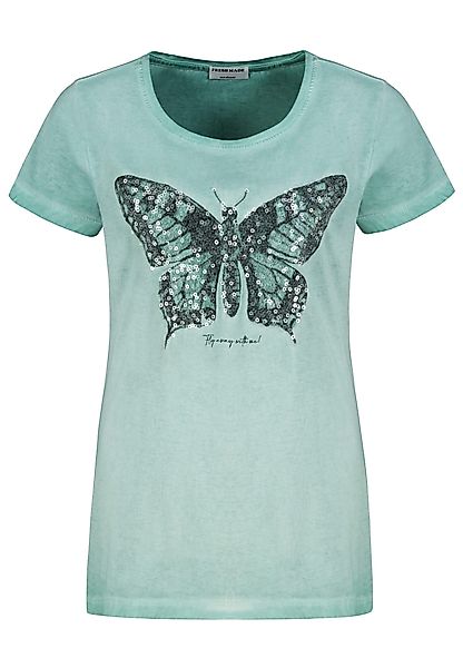 Fresh Made T-Shirt Glitzer-Schmetterling Design, Kurzarm, günstig online kaufen