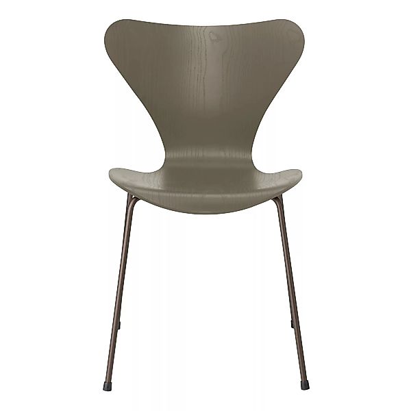 Fritz Hansen - Serie 7™ Stuhl gefärbte Esche Braun Bronze - olivgrün/Sitzfl günstig online kaufen