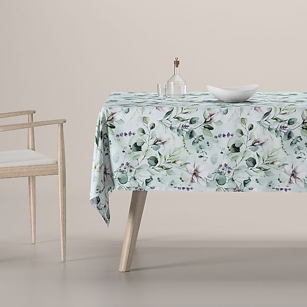 Rechteckige Tischdecke, mintgrün-weiß, Flowers (143-66) günstig online kaufen