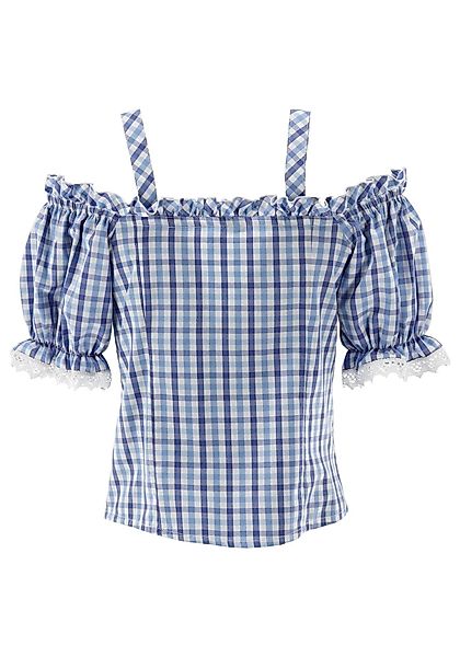 OS Trachten Trachtenbluse Batoya Tailliert, Träger mit Schnallen, 1/2-Arm, günstig online kaufen