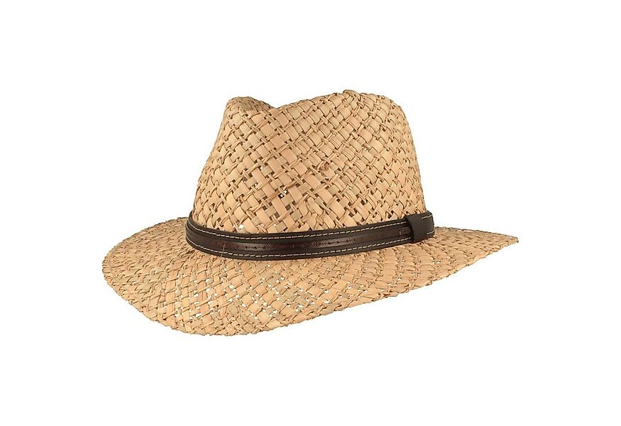 Breiter Strohhut Gartenstrohhut luftig mit Lederband-Imitat luftig günstig online kaufen