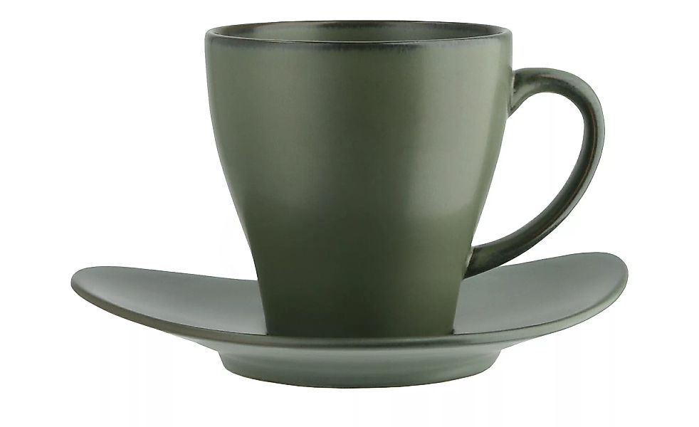 ASA SELECTION Tasse mit Unterteller - grün - Steinzeug - Geschirr > Tassen günstig online kaufen