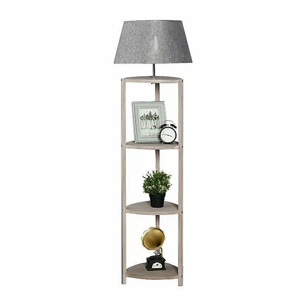 HOMCOM Stehleuchte B31-096 grau Holz Kunststoff B/H/L: ca. 46x159x46 cm E27 günstig online kaufen