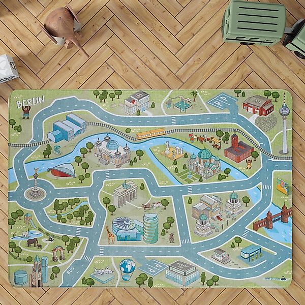 HappyCITYKids Kinderteppich Stadt-Design BERLIN - Straßen-Spielteppich-Spie günstig online kaufen