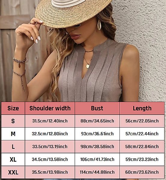 DEBAIJIA Kurzweste Damen Tank Top Plissee V-Ausschnitt Ärmellos T-Shirt Som günstig online kaufen